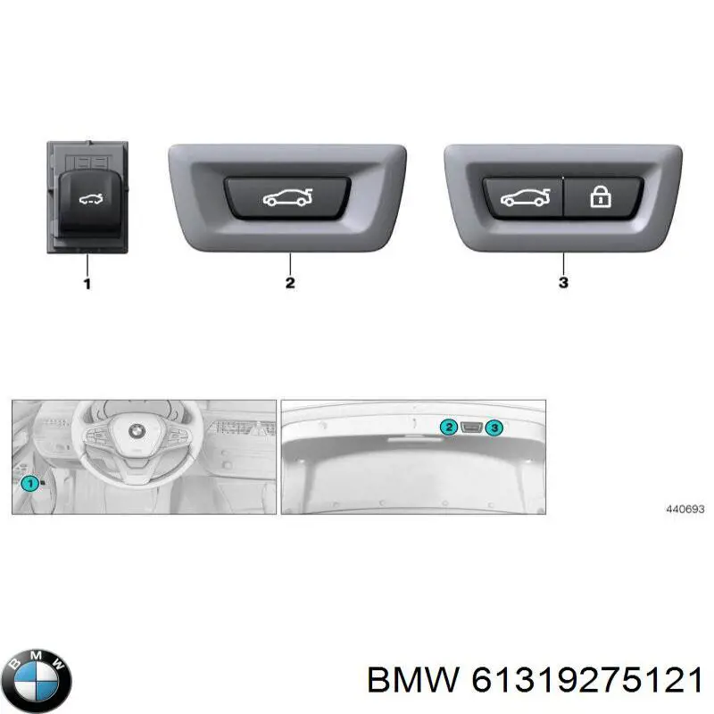 Przycisk klapy bagażnika (3/5 drzwi) w kabinie BMW 9275121 cena, od 57,99 USD