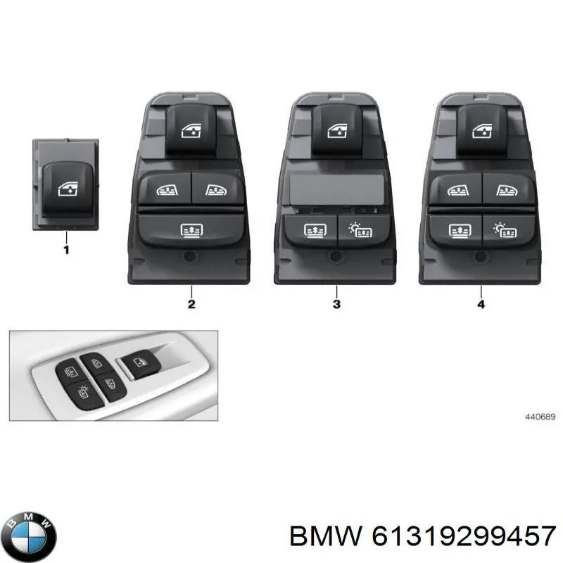 Włącznik przyciskowy podnośnika szyby przedni prawy BMW 61319299457 cena, od 37,46 USD