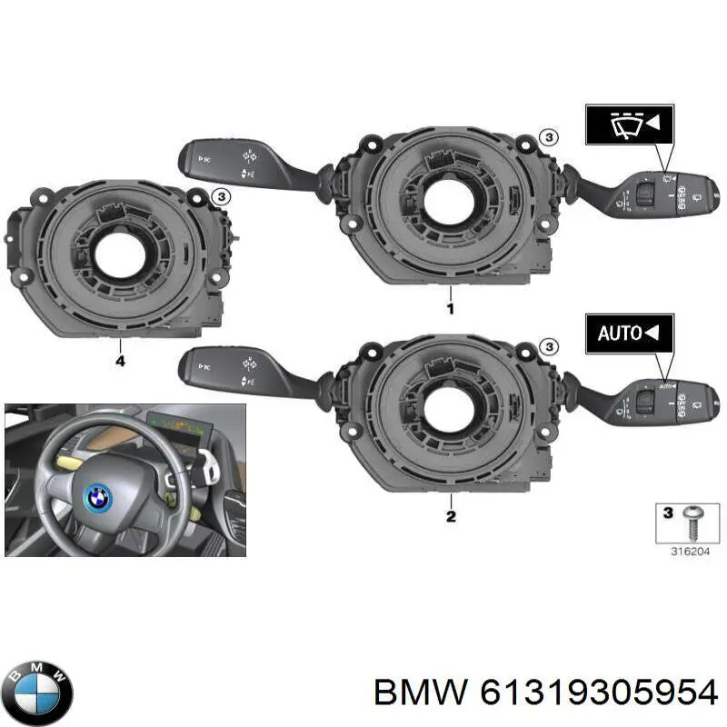 61319305954 BMW Pierścień kontaktowy AIRBAG, taśma kierownicy