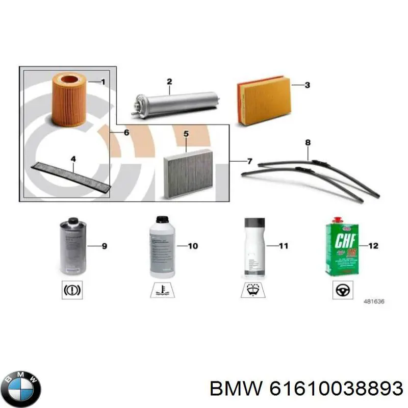 Do koszyka 61610038893 BMW Pióro wycieraczki szyby przedniej, zestaw (2 szt.)