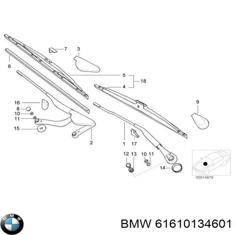 Do koszyka Pióro wycieraczki szyby przedniej, zestaw (2 szt.) BMW 7  E38