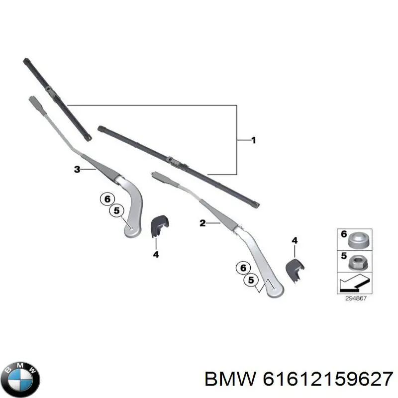 Pióro wycieraczki szyby przedniej, zestaw (2 szt.) BMW 61612159627 cena, od 14,61 USD