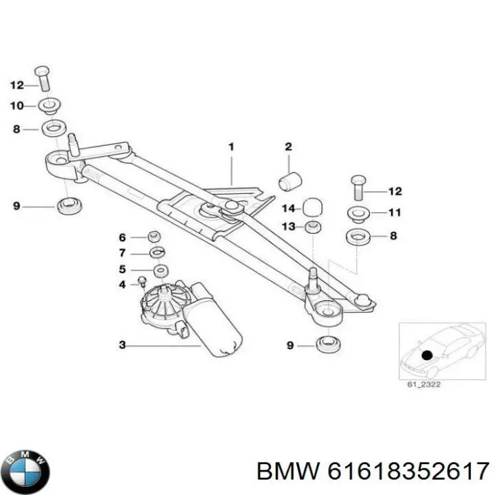 Mechanizm wycieraczek BMW 7 sedana (E38) (1994 - 2001) cena, od 72,05 USD