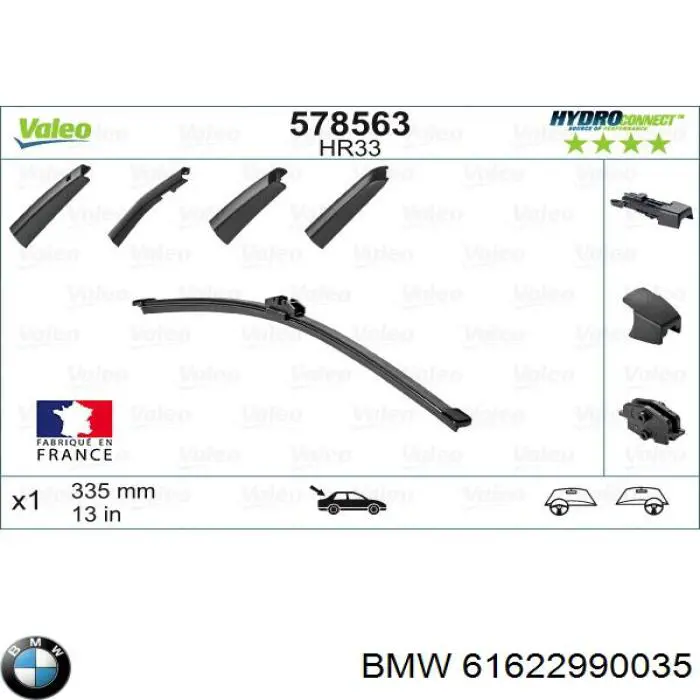 Do koszyka 61622990035 BMW Pióro wycieraczki szyby tylnej