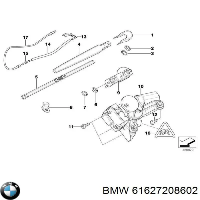 61627208602 BMW Silniczek wycieraczki tylnej szyby