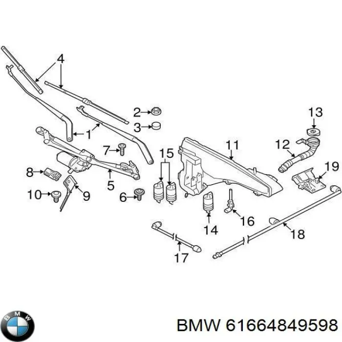 Dysza spryskiwacza szyby przedniej BMW 61664849598 cena, od 92,42 USD