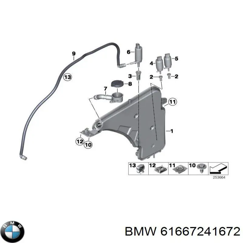 Zbiorniczek spryskiwacza szyb BMW 61667241672 cena, od 95,34 USD