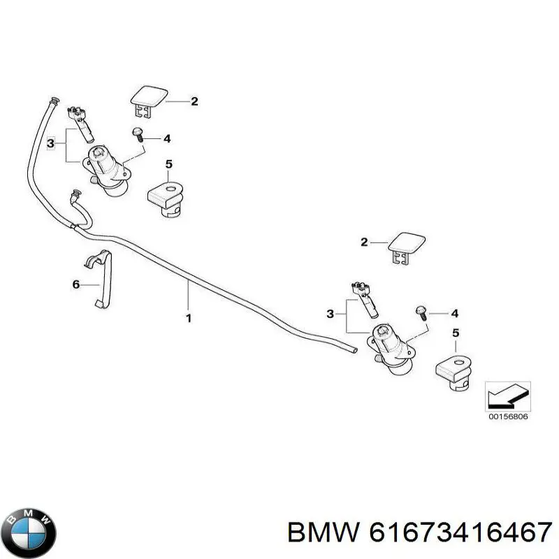 61673416467 BMW Dysza spryskiwacza reflektora przedniego lewego