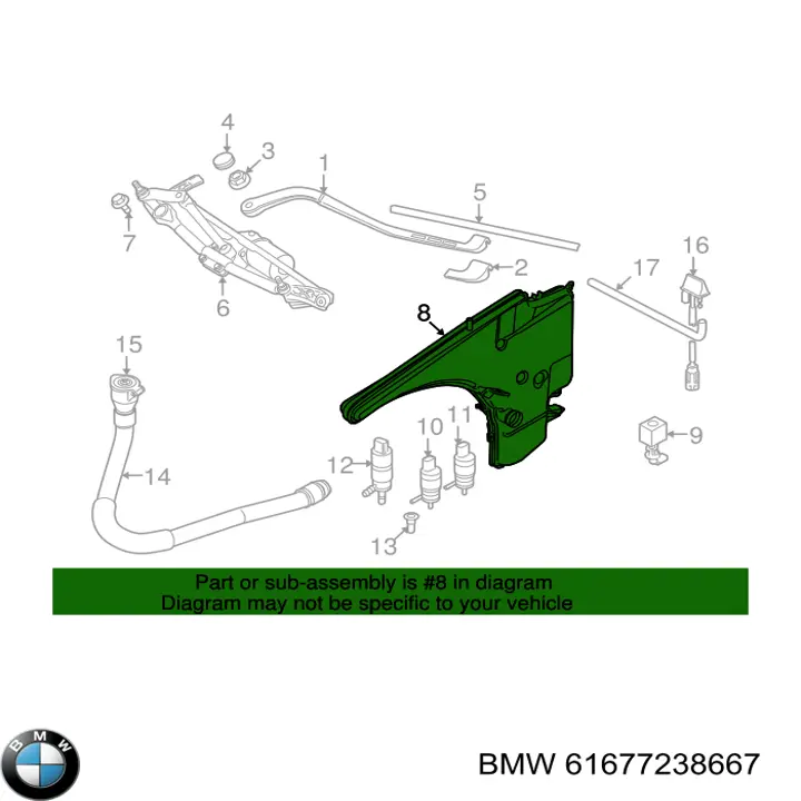 Zbiorniczek spryskiwacza szyb BMW 61677238667 cena, od 61,29 USD