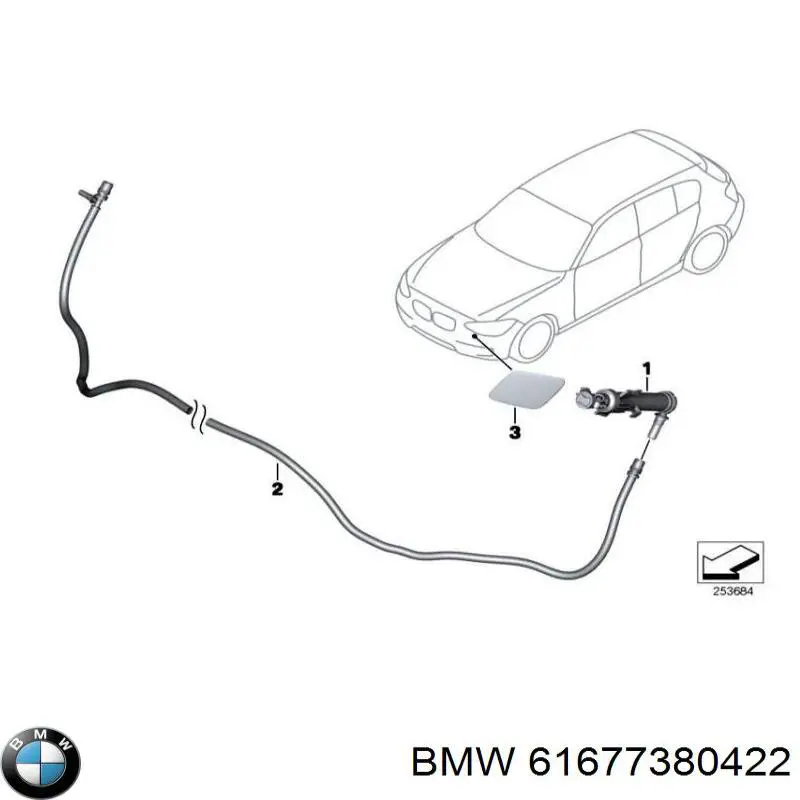 61677380422 BMW Dysza spryskiwacza reflektora przedniego prawego