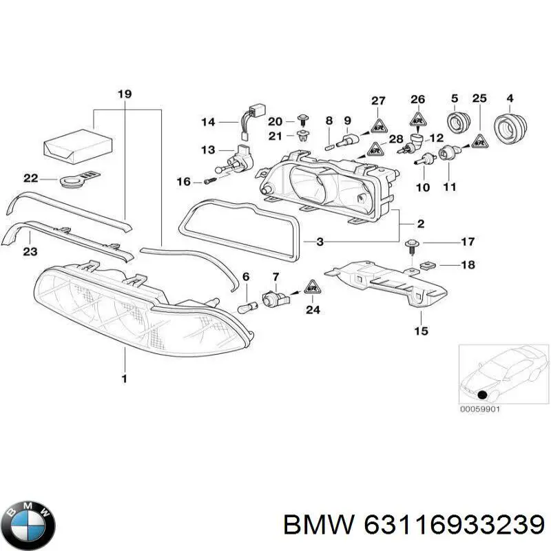 Pokrywa reflektora lewego BMW 63116933239 cena, od 42,38 USD