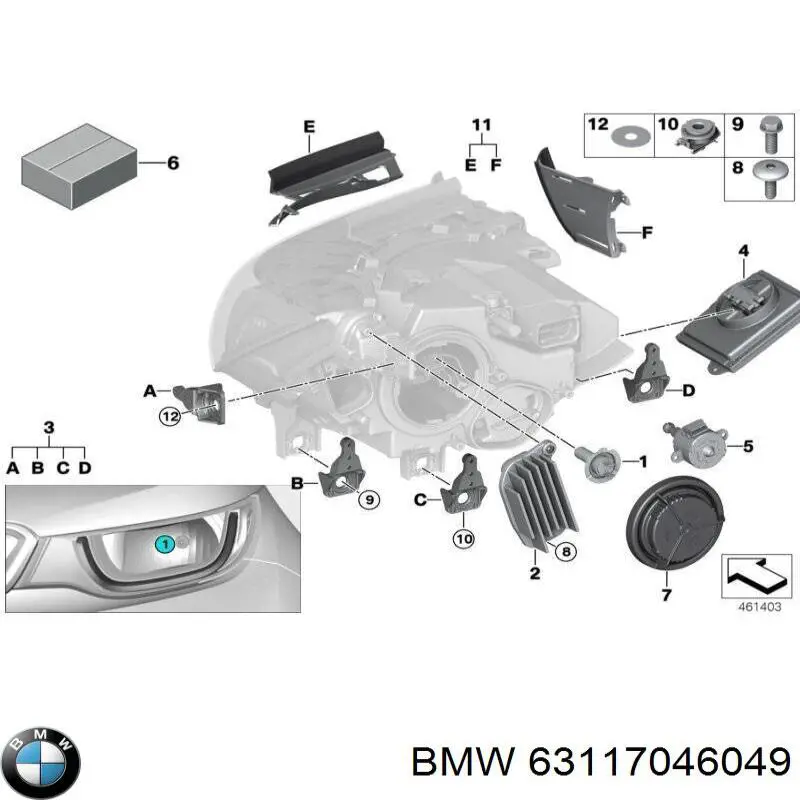 Korektor swiatel BMW 63117046049