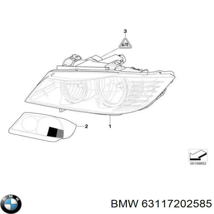 63117202585 BMW reflektor lewy