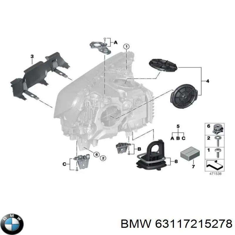 Wspornik (adapter) mocowania reflektora przedniego prawego do BMW 5 (G31)