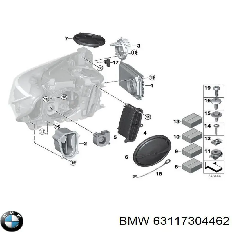 63117304462 BMW Reflektor prawy