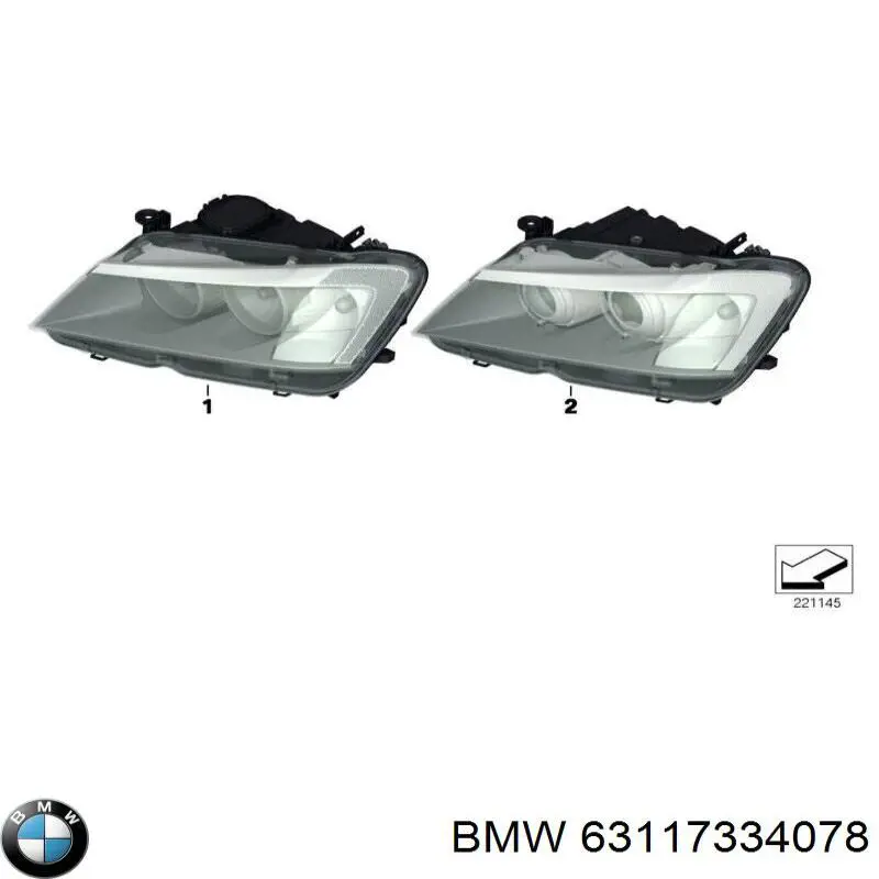 Reflektor prawy BMW 63117334078 cena, od 357,83 USD
