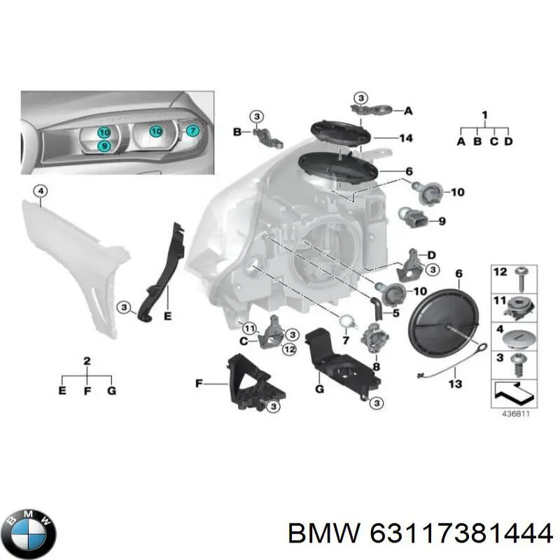 Spinka mocowania reflektora BMW 63117381444 cena, od 29,89 USD