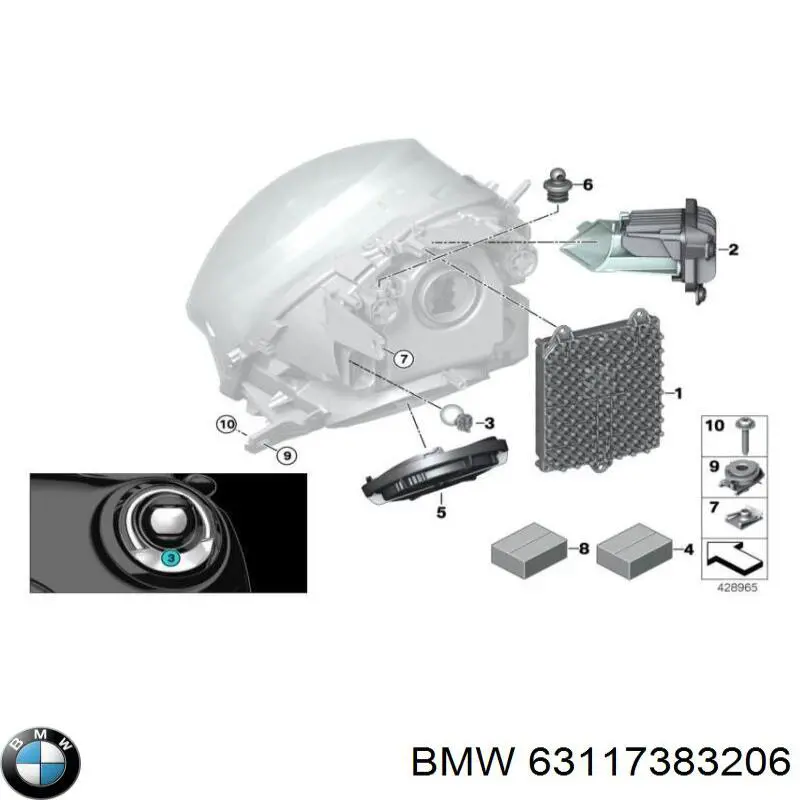 63117383206 BMW Wspornik (adapter) mocowania reflektora przedniego