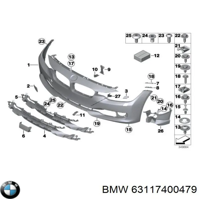 63117400479 BMW Wsponik (adapter) mocowania reflektora przedniego lewego