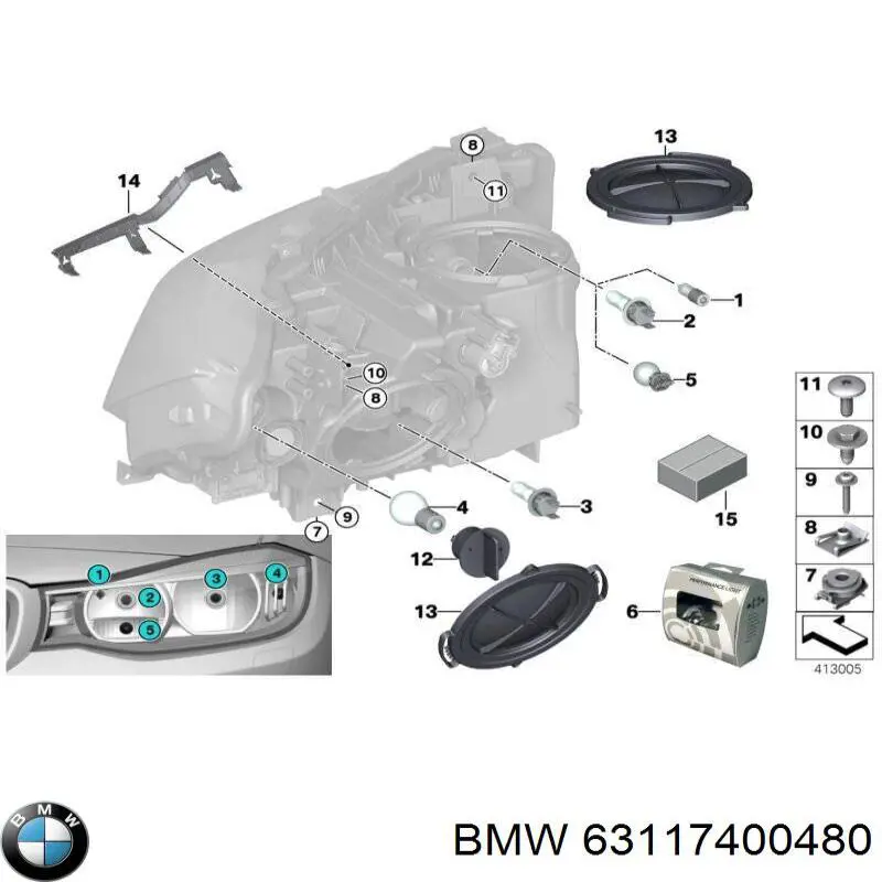 63117400480 BMW Wspornik (adapter) mocowania reflektora przedniego prawego
