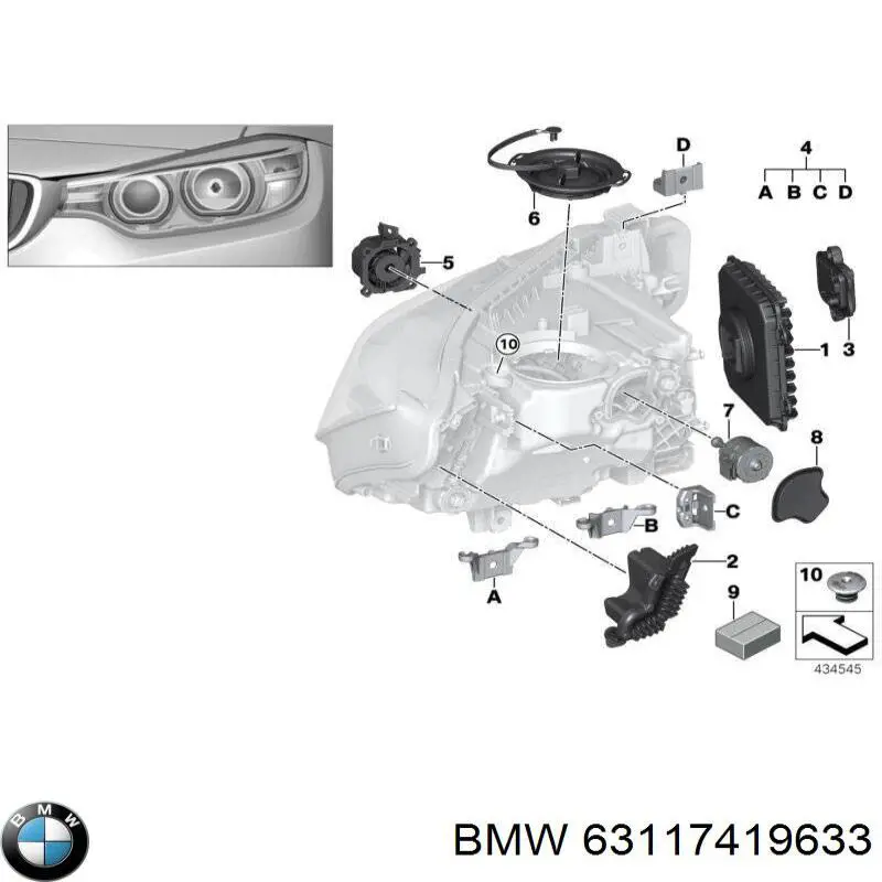 Do koszyka 63117419633 BMW Reflektor lewy