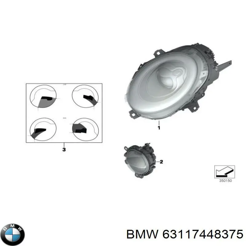 63117448375 BMW Reflektor lewy
