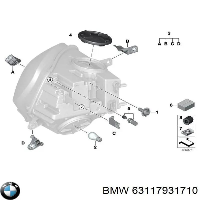 63117931710 BMW Wspornik (adapter) mocowania reflektora przedniego prawego