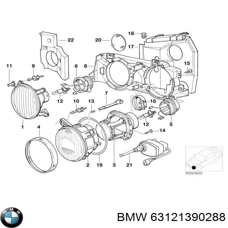 63121390288 BMW reflektor prawy