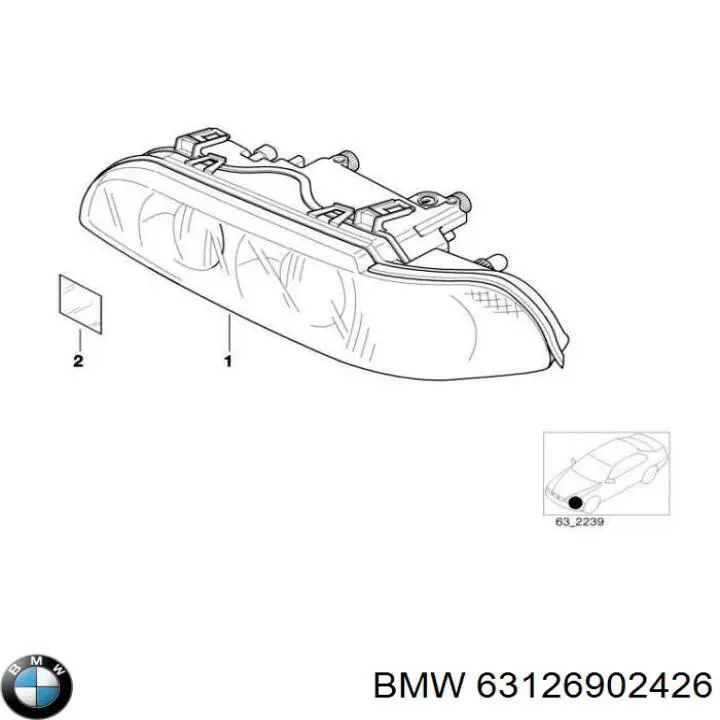Do koszyka 63126902426 BMW Reflektor prawy