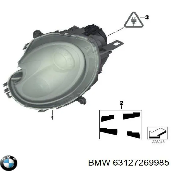 63127269985 BMW Reflektor lewy