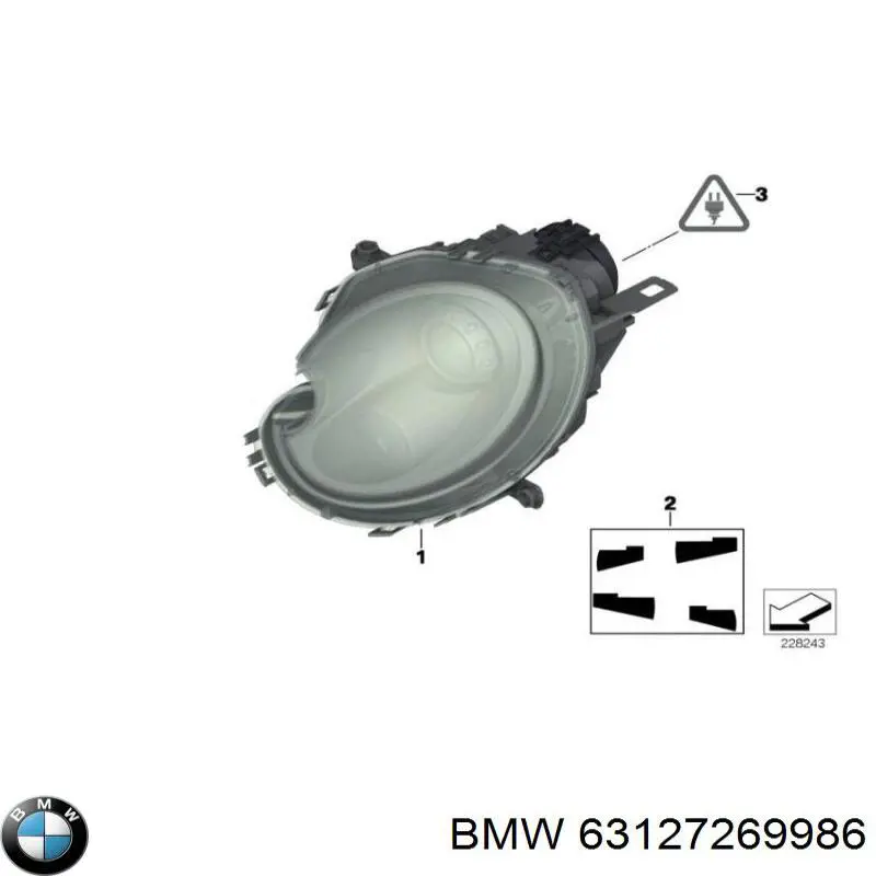 63127269986 BMW Reflektor prawy