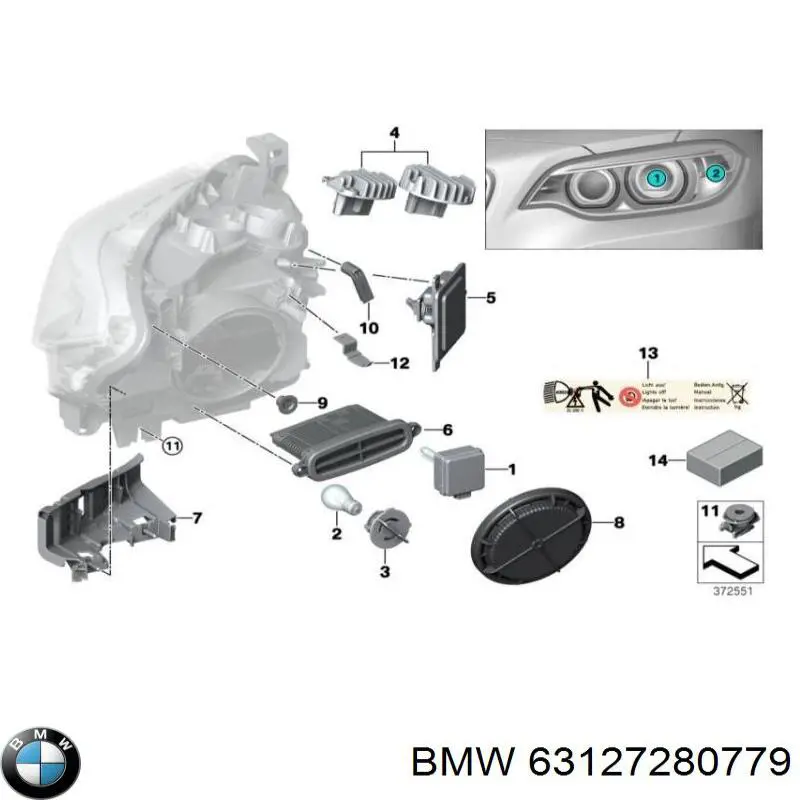 Wspornik (adapter) mocowania reflektora przedniego do BMW 2 (F46)