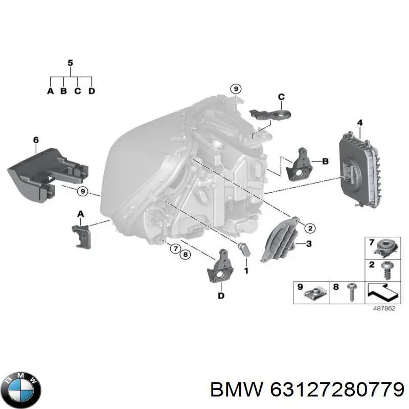 Wspornik (adapter) mocowania reflektora przedniego BMW 63127280779 cena, od 7,84 USD