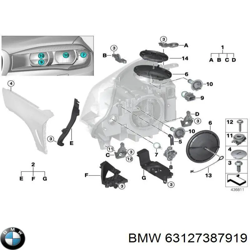 Spinka mocowania reflektora do BMW X2 (F39)