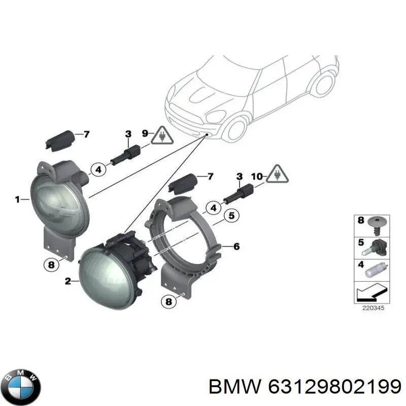 63129802199 BMW Lampa przeciwmgielna lewa/prawa