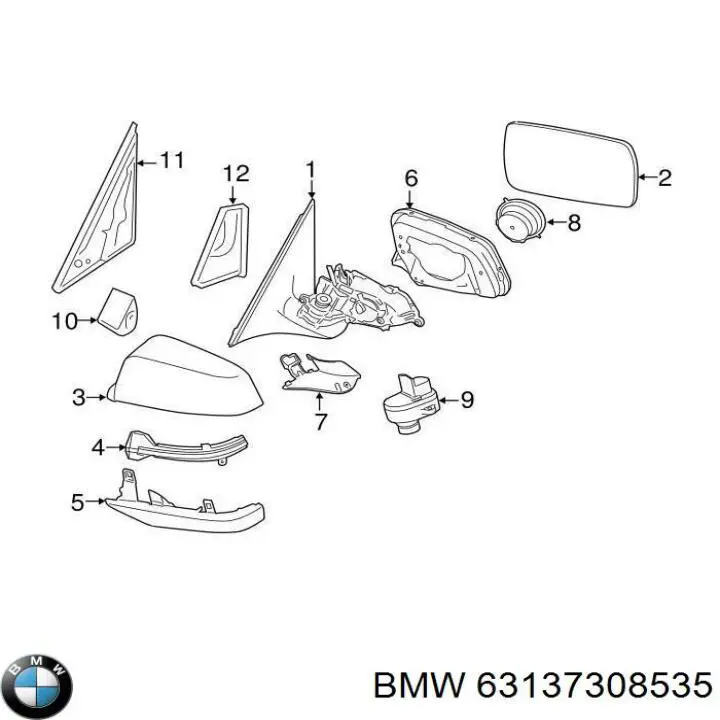Do koszyka 63137308535 BMW Kierunkowskaz lusterka lewy