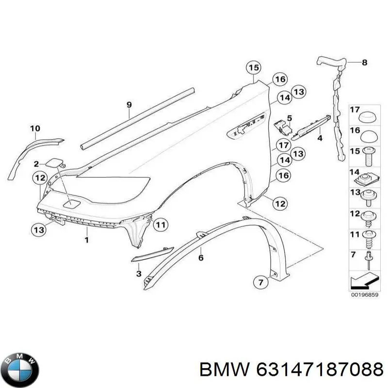 63147187088 BMW Lampa odblaskowa przednia prawa