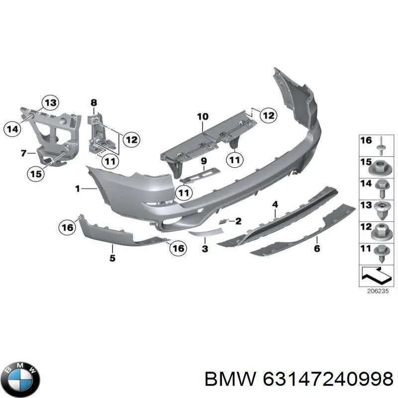 7240998 BMW Lampa odblaskowa zderzaka tylnego prawa