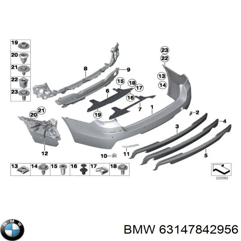 Lampa odblaskowa zderzaka tylnego prawa BMW 63147842956 cena, od 23,12 USD