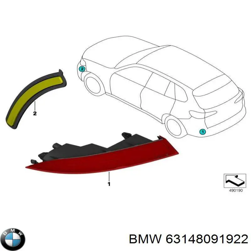 Lampa odblaskowa zderzaka tylnego prawa BMW 63148091922 cena, od 29,85 USD