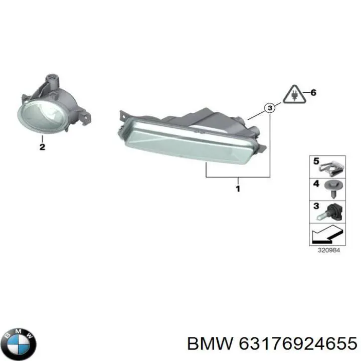 Lampa przeciwmgielna lewa BMW 63176924655 cena, od 44,27 USD