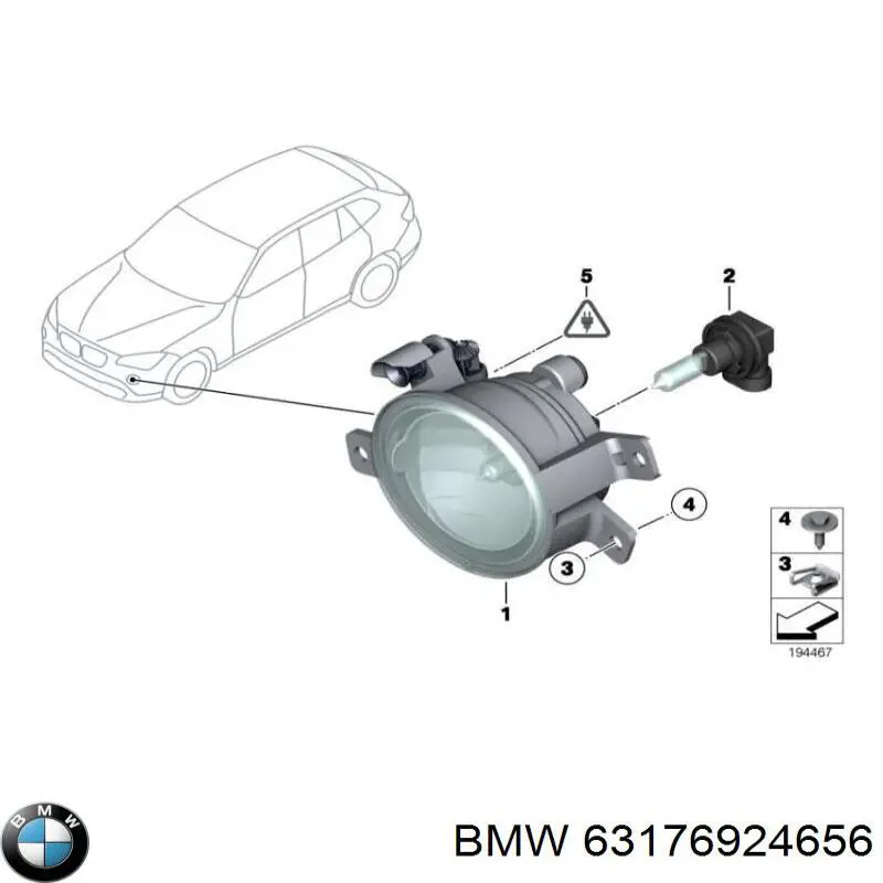 Lampa przeciwmgielna prawa BMW 63176924656 cena, od 47,67 USD