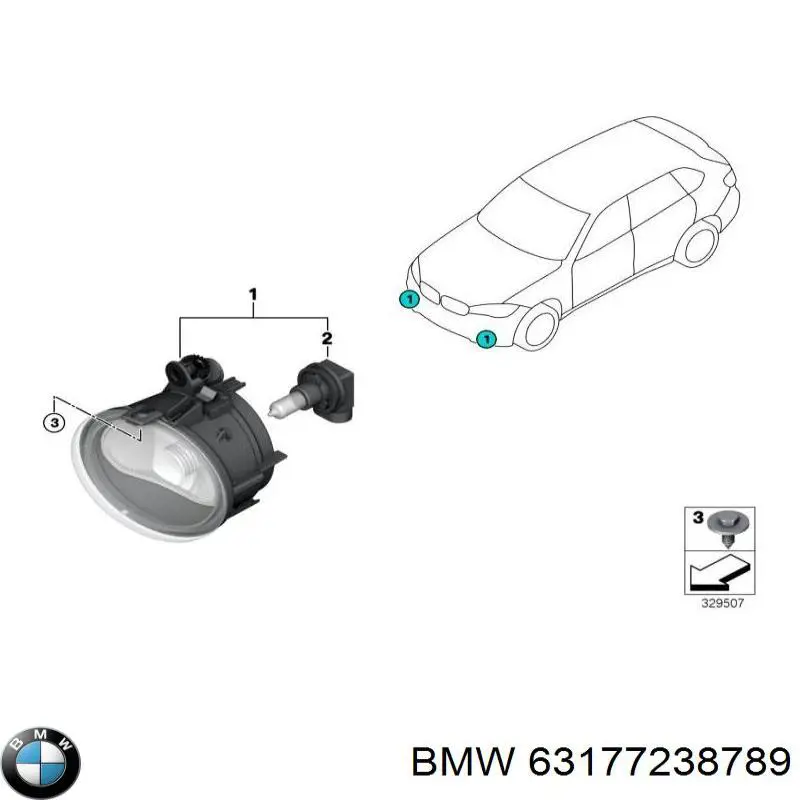 63177238789 BMW Lampa przeciwmgielna lewa