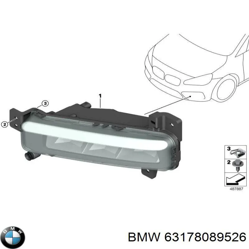 63178089526 BMW Lampa przeciwmgielna prawa