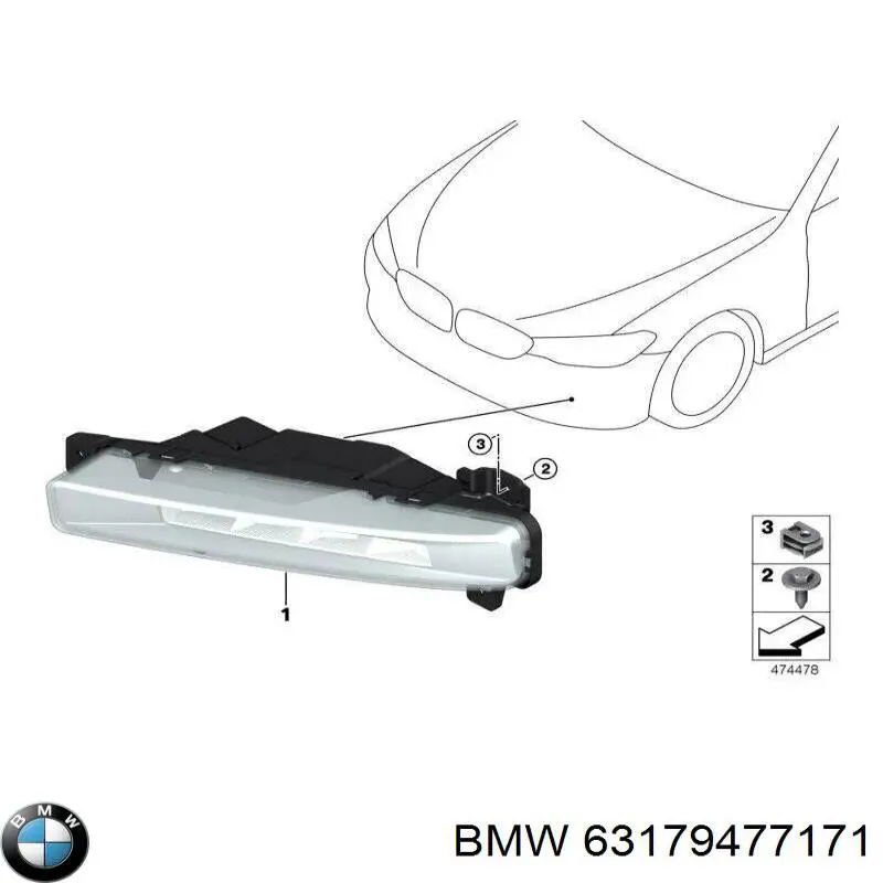 63179477171 BMW Lampa przeciwmgielna lewa