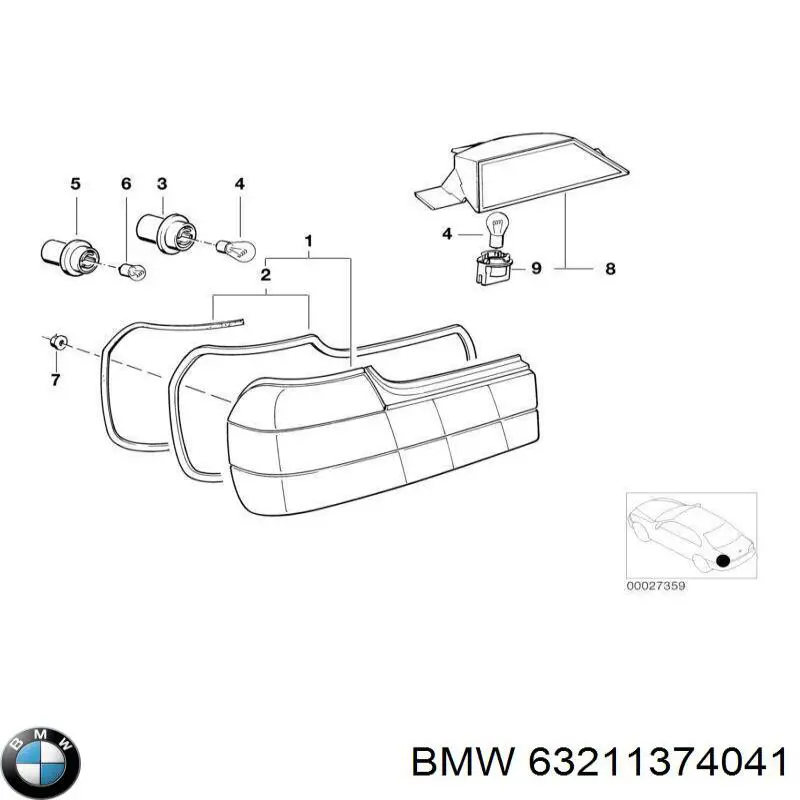 Lampa zespolona tylna lewa BMW 7 sedana (E32) (1986 - 1994) cena, od 110,95 USD