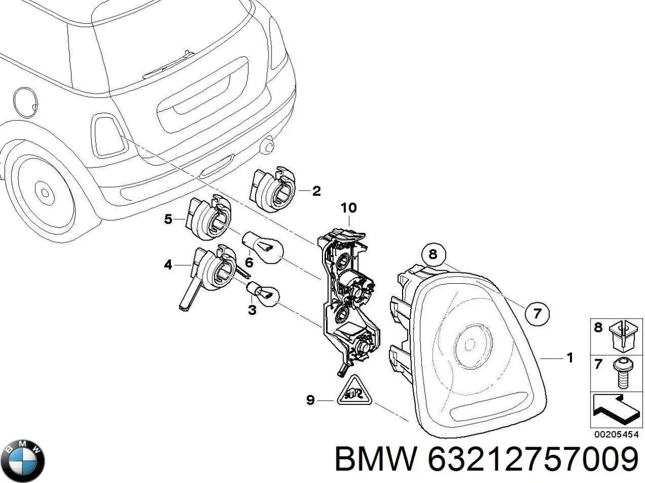 Lampa zespolona tylna lewa BMW 63212757009 cena, od 86,83 USD