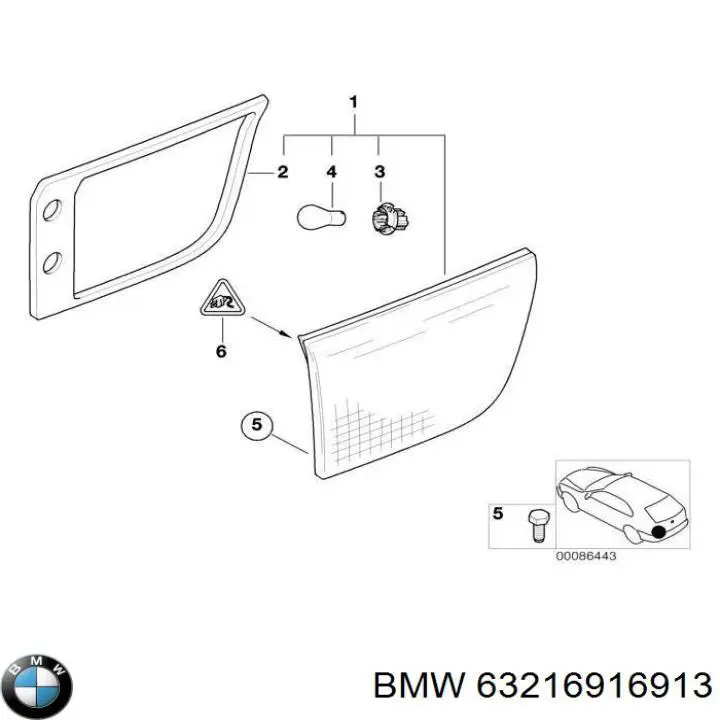 Lampa zespolona tylna lewa wewnętrzna do BMW X5 (E53)