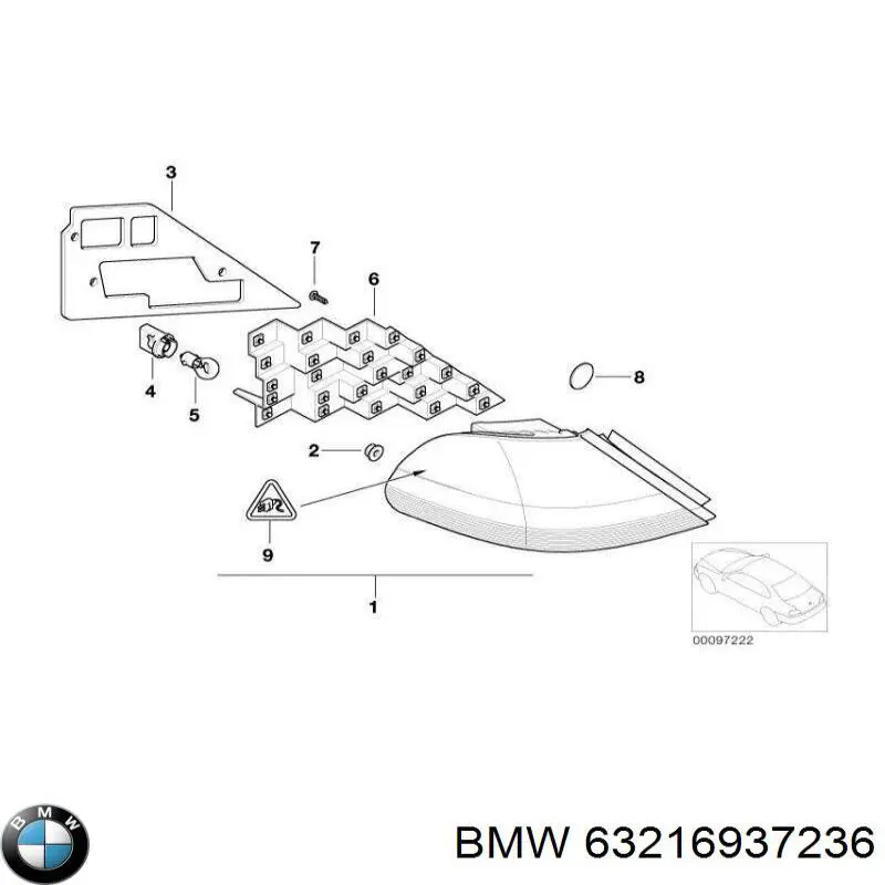 63216937236 BMW lampa zespolona tylna prawa zewnętrzna