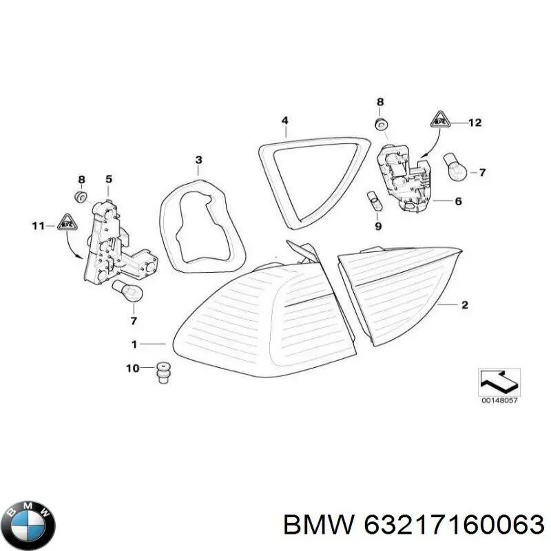 Lampa zespolona tylna lewa wewnętrzna BMW 63217160063 cena, od 59,59 USD
